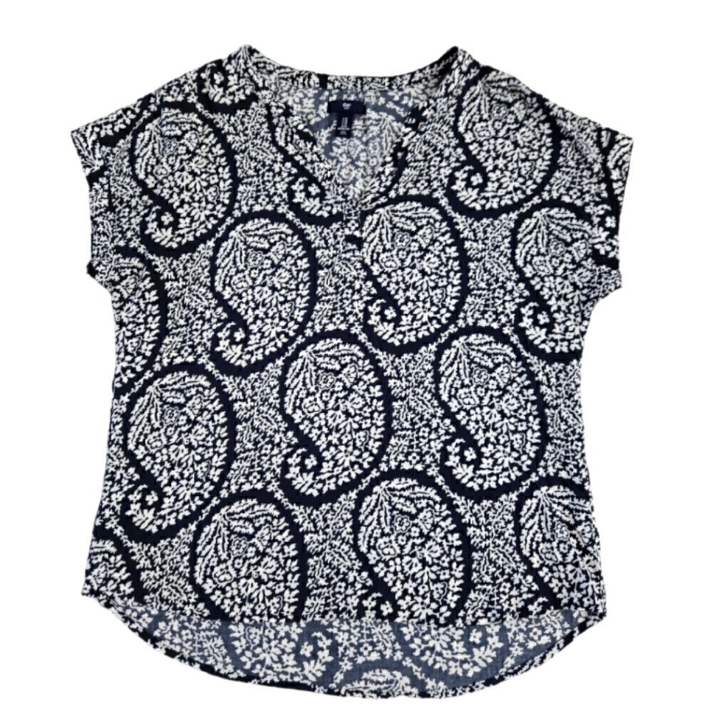 EC GAP PAISLEY FLORAL V-NECK BLOUSE SZ.M